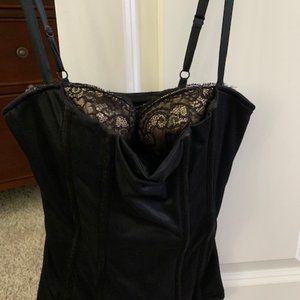 bebe black corset with spaghetti straps